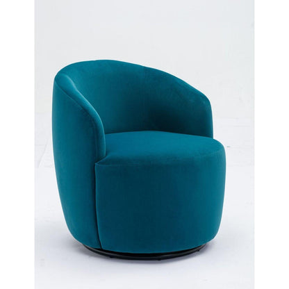 Velvet Fabric Swivel Accent Armchair Barrel Chair With Black Powder Coating Metal Ring,Teal