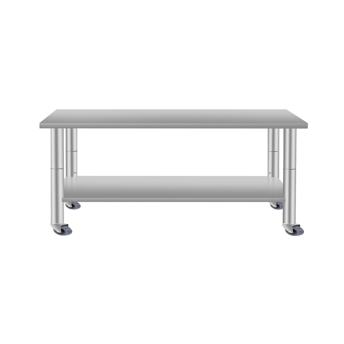 60''*24'' Commercial Work Table for Restaurant and Home Stainless Steel Kitchen Prep Table with Under Shelf and wheels