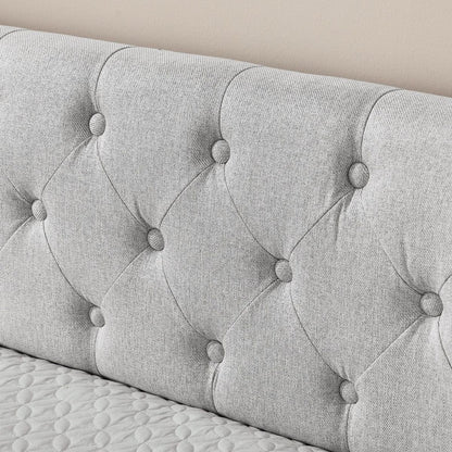 Twin Size Upholstery Daybed with Trundle Bed and Two Storage Drawers, Flat Arms with Pocket, Extendable Daybed for Bedroom Living Room,Linen Beige