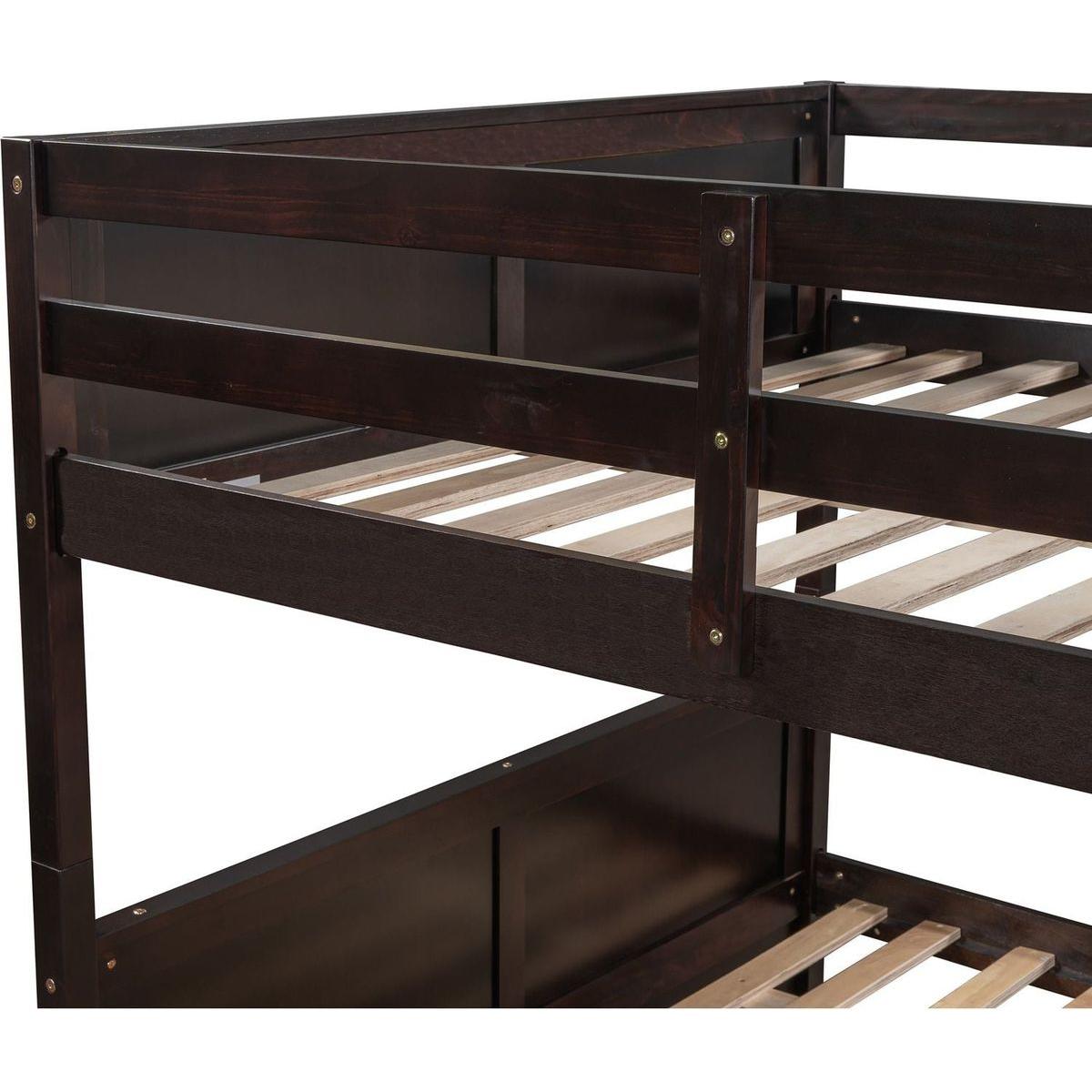 Full Over Full Bunk Bed with Twin Size Trundle, Espresso
