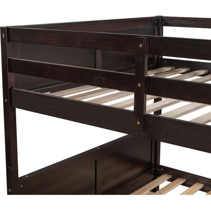 Full Over Full Bunk Bed with Twin Size Trundle, Espresso