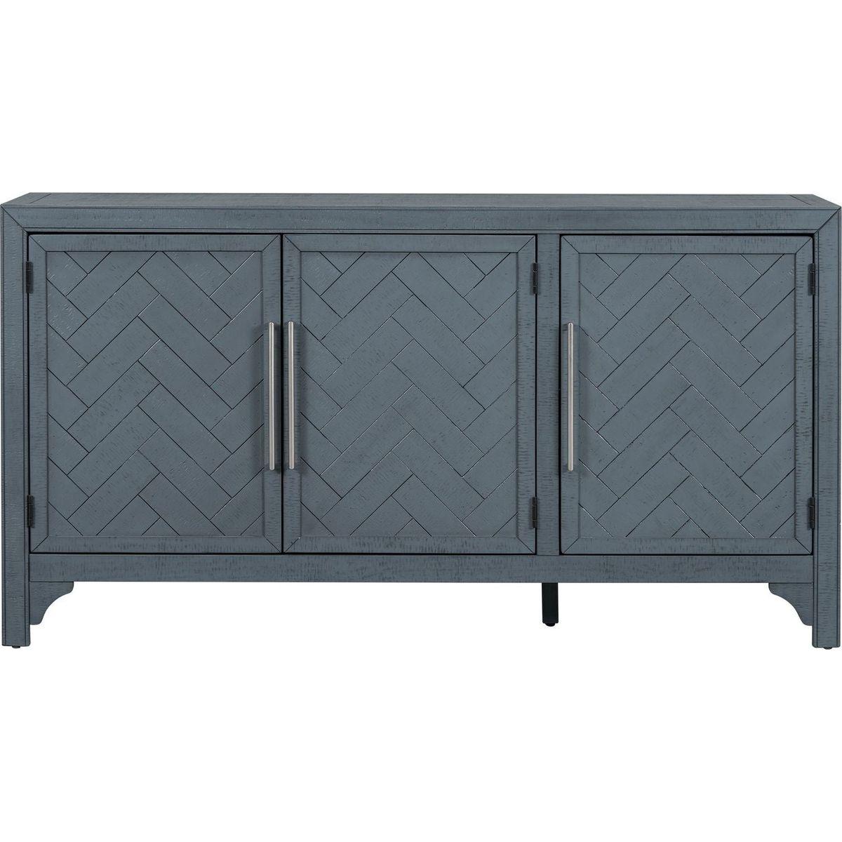 Designed Storage Cabinet Sideboard with MDF+Pine veneer, Adjustable Shelves, Suitable for Living Rooms, Entrance and Study Rooms.