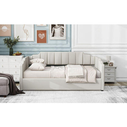 Upholstered Daybed with Underneath Storage,Full Size, White