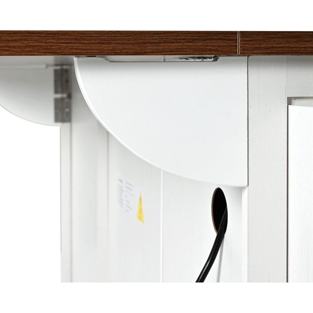 54.5" Farmhouse Kitchen Island with Power Outlet, Kitchen Storage Island with Internal Storage Rack, Drop Leaf, Spice Rack, Rolling Kitchen Cart on Wheels, for Home, Kitchen and Dining Room,White