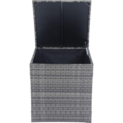 8 Piece Patio Sectional Wicker Rattan Outdoor Furniture Sofa Set with One Storage Box Under Seat and Cushion Box Grey wicker + Black Cushion + Clear Glass Top