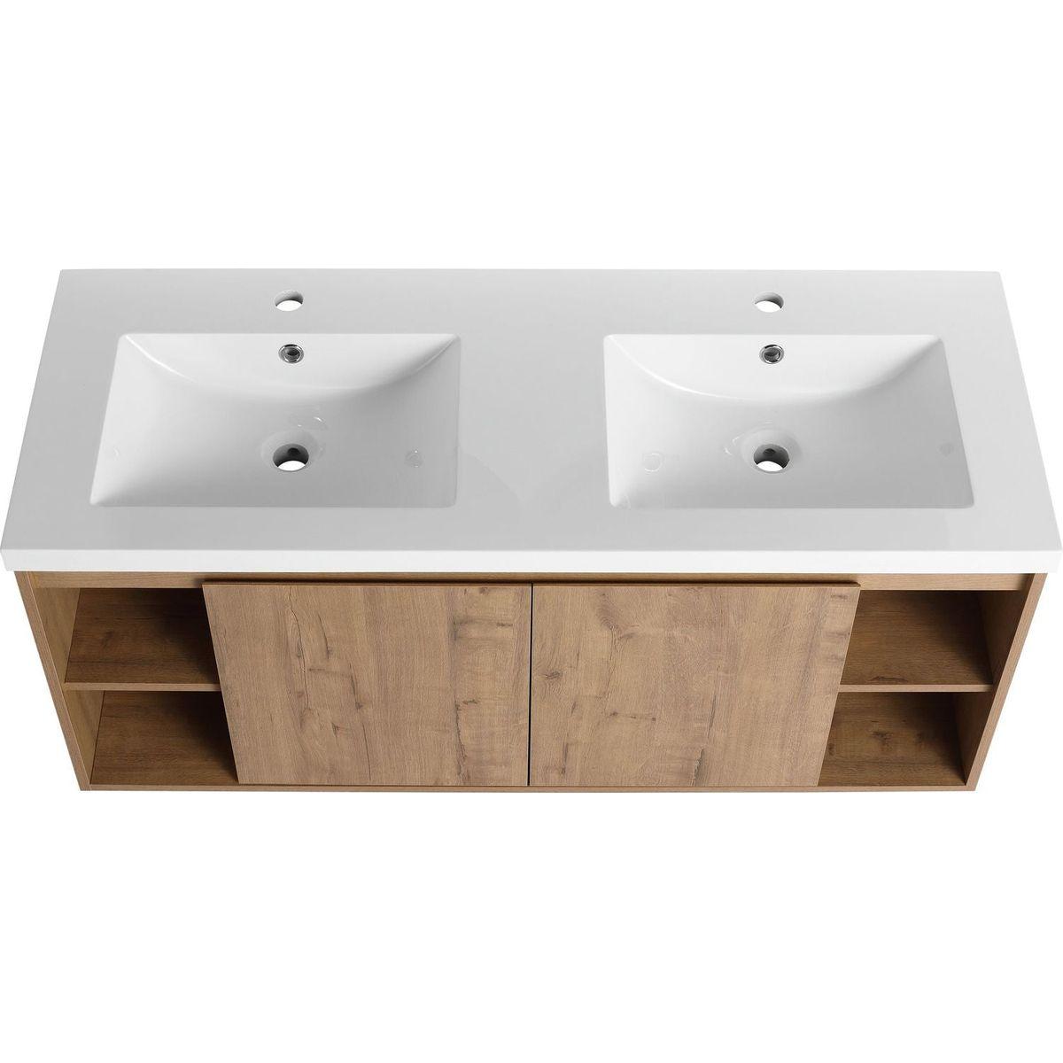 48" Wall Mounted Bathroom Vanity With Double Sink, Soft Closing Door Hinge (KD-Package)G