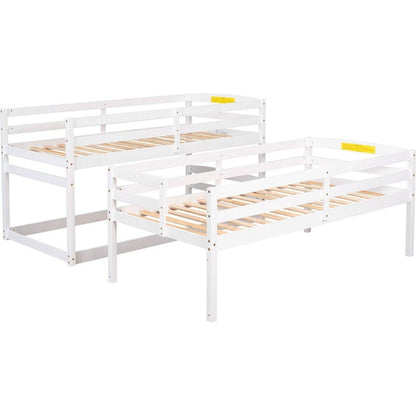 Twin Size Triple Bunk Bed with Storage Staircase,Separate Design,White