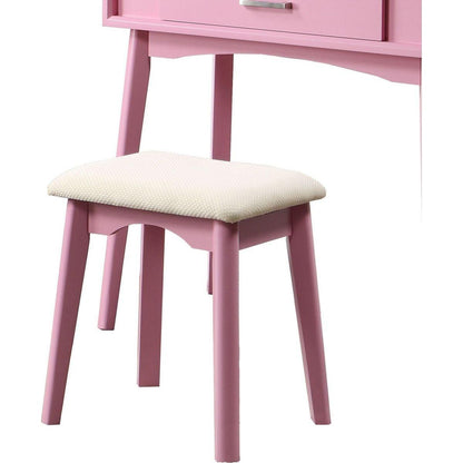 Maly Contemporary Wood Vanity and Stool Set, Pink