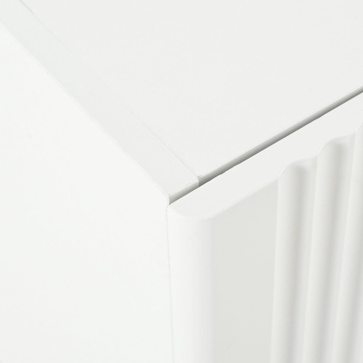 Luxury Fluted TV Stand for TVs Up to 80", Modern Entertainment Center with Storage Cabinets & Drawers, Smooth Media Console with Golden Wood Grain Legs for Living Room, White