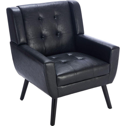 Modern Soft Leather Material Ergonomics Accent Chair Living Room Chair Bedroom Chair Home Chair With Black Legs For Indoor Home-Black PU