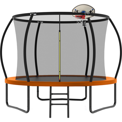 10FT Recreational Trampoline with Enclosure for Kids Adults, ASTM Approved, Outdoor Trampoline with Wind Stakes and Ladder for Kids Apex Series, 10 FOOT Trampoline