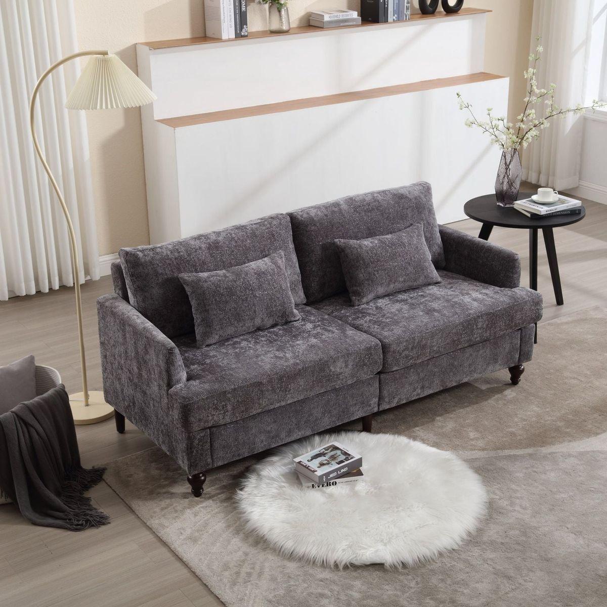 Modern chenille Fabric Loveseat, 2-Seat Upholstered Loveseat Sofa Modern Couch