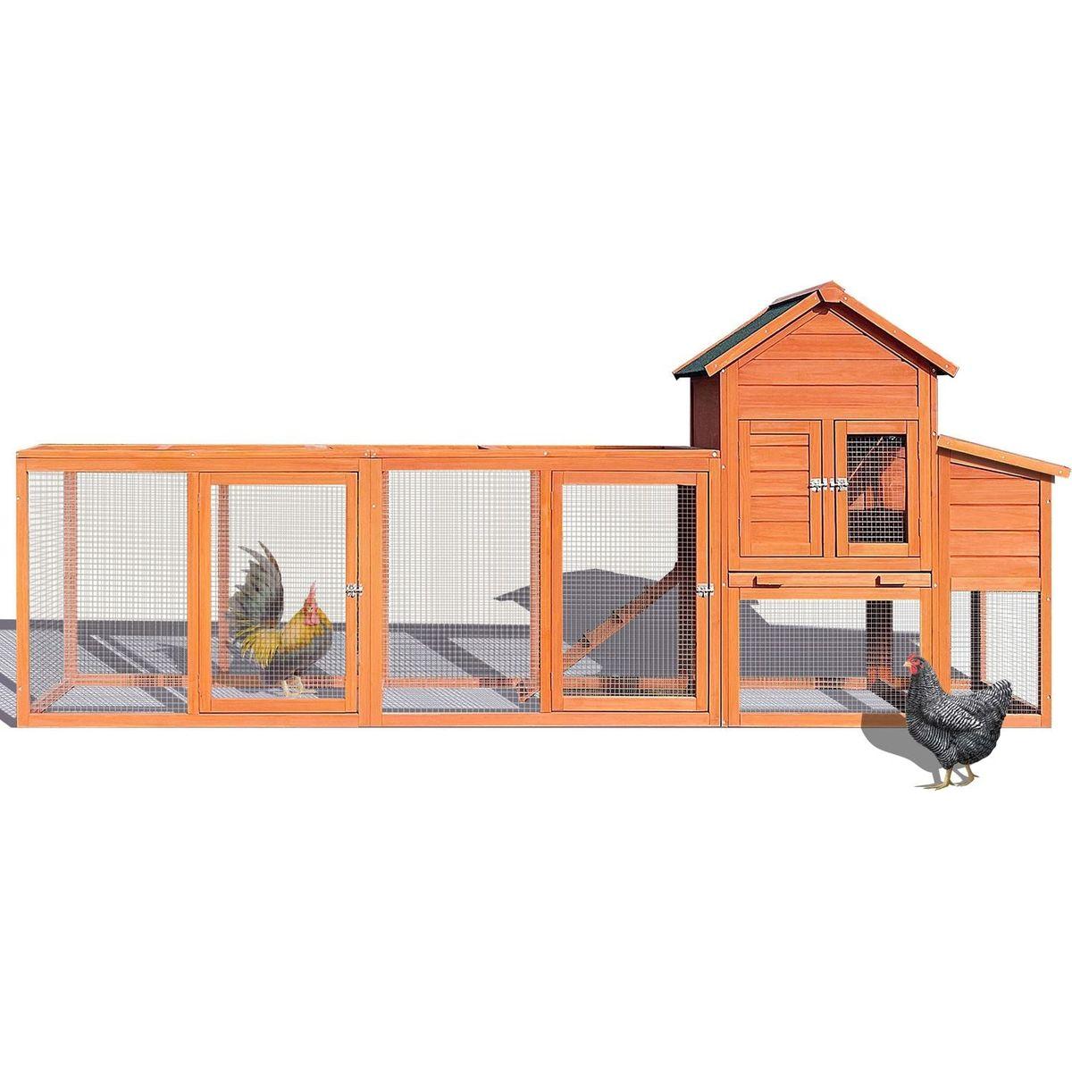 122脟Large Wooden Chicken Coop,Outdoor Hen House with Nest Box, Wire Fence Poultry Cage
