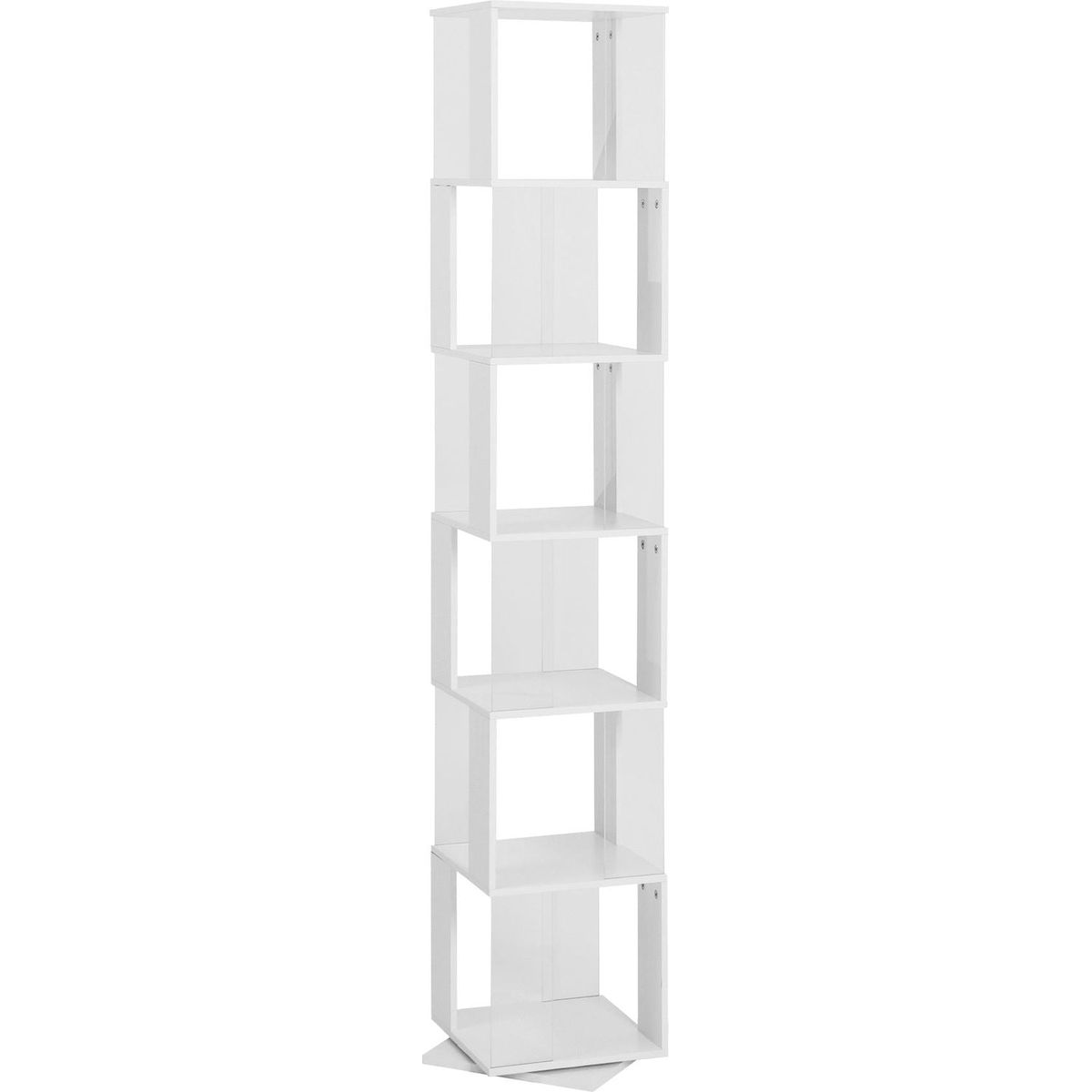 6 tier Rotating Bookshelf, Floor Rack Simple Bookcase with Acrylic plate Student Multi-Function Creative Bookshelf for Living Room