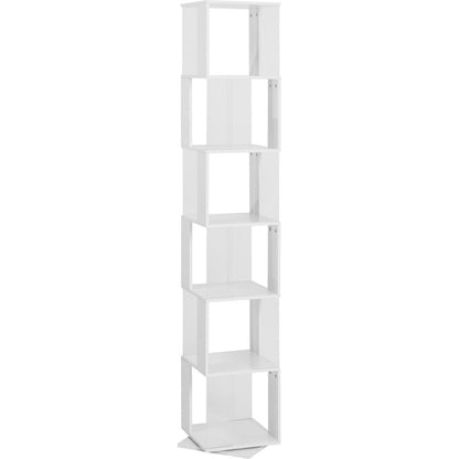6 tier Rotating Bookshelf, Floor Rack Simple Bookcase with Acrylic plate Student Multi-Function Creative Bookshelf for Living Room