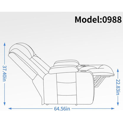 Infinite Position Okin Motor Up to 350 LBS Power Lift Recliner Chair for Elderly, Heavy Duty Motion Mechanism with 8-Point Vibration Massage and Lumbar Heating, USB Charging Port, Cup Holders, Grey