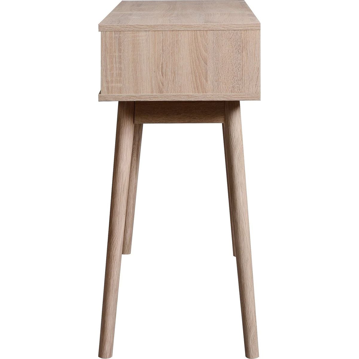 Entryway Table with 2 White Sliding Doors, Console Table with Storage Space and Wood Legs,Sofa Table Behind Couch for Hallway, Living Room, Natural Color