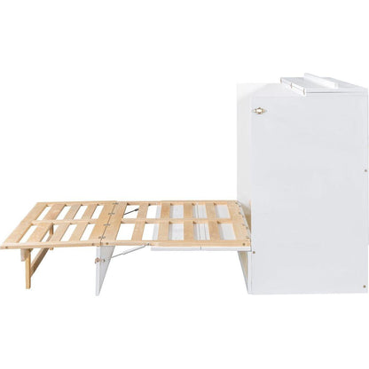 Full Size Murphy Bed with Large Drawers,White