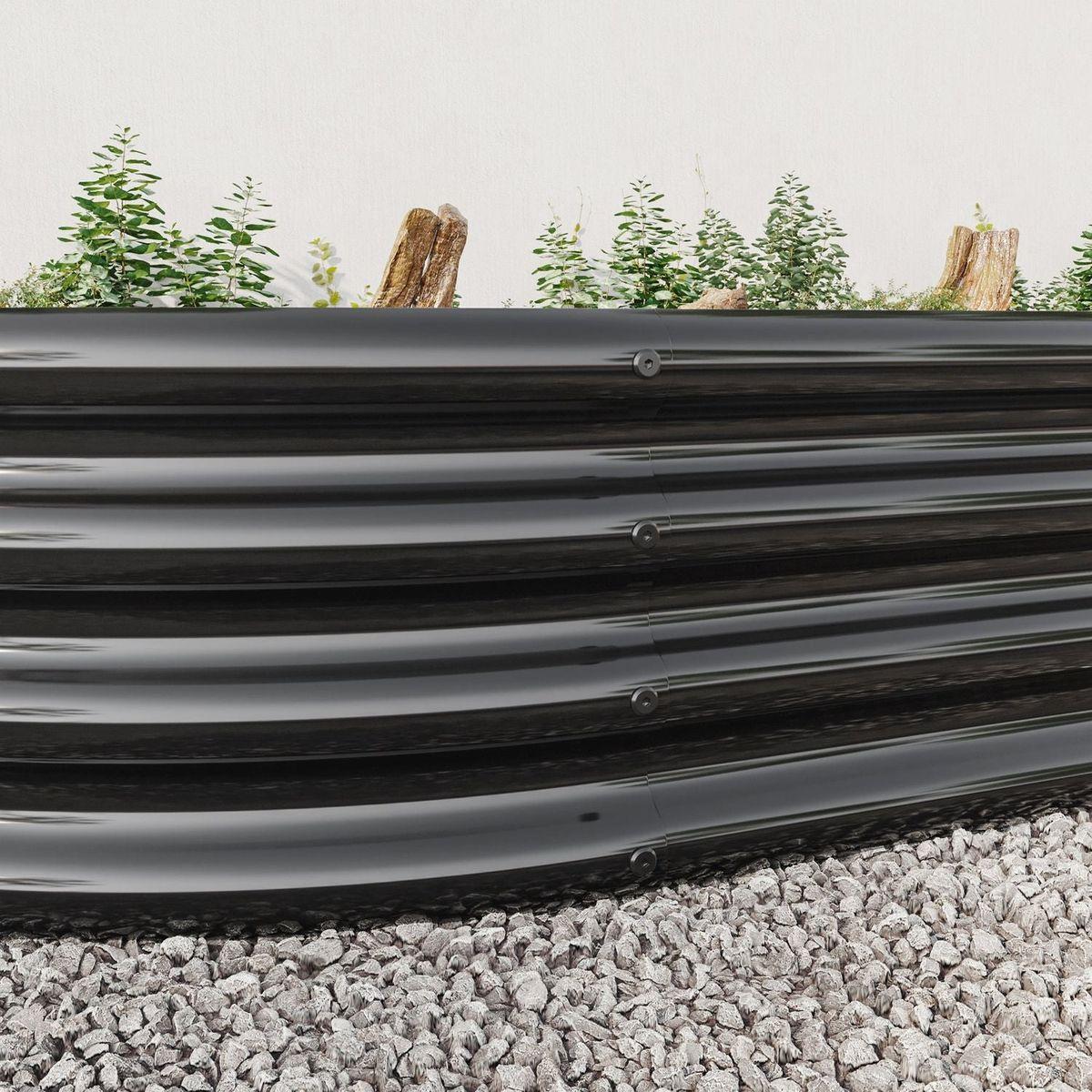 Raised Garden Bed Outdoor, Oval Large Metal Raised Planter Bed for for Plants, Vegetables, and Flowers - Black