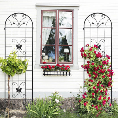 2 Pack Metal Garden Trellis 86.7" x 19.7" Rustproof Trellis for Climbing Plants Outdoor Flower Support Black