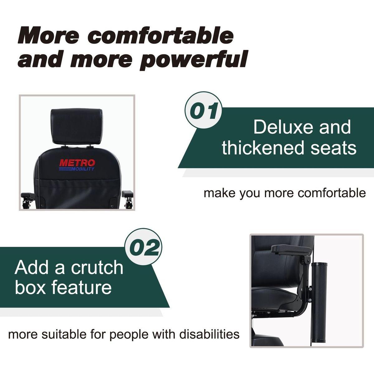 MAX PLUS EMERALD Wheels Outdoor Compact Mobility Scooter with 2pcsx20AH Lead acid Battery, 16 Miles, Cup Holders & USB charger Port