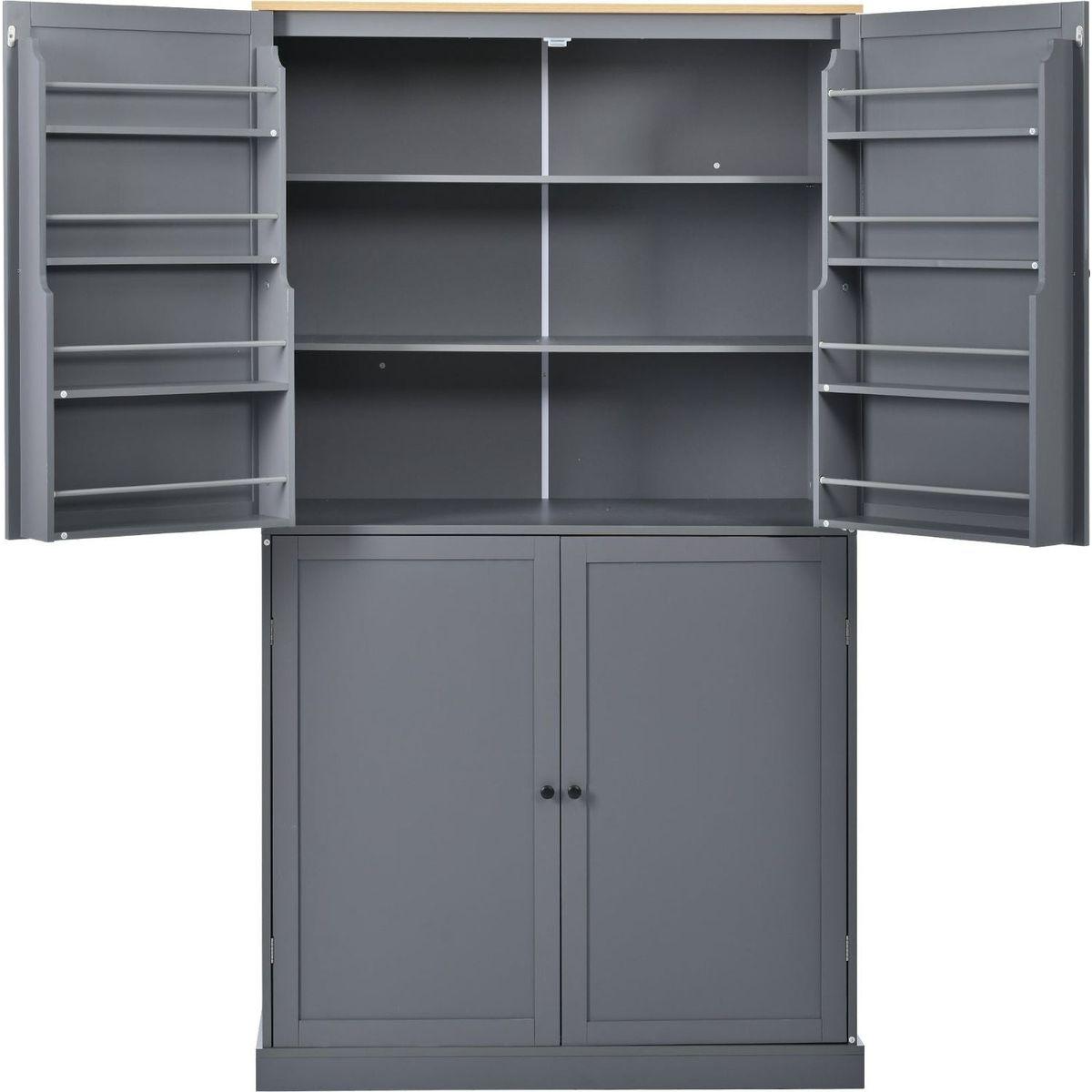 [Assembly Video Provided]40.2x20x71.3inch High Freestanding Kitchen Pantry Large Cupboard Storage Cabinet with 2 Drawers, 2 Adjustable Shelves, 8 Door Shelves for Kitchen, Dining Room,Gray