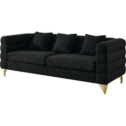 3-seater + 2-seater Combination sofa.BLACK teddy