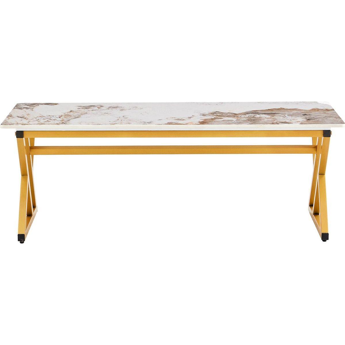 A modern minimalist style marble patterned coffee table with golden metal legs. Computer desk. Game table. Tea table. CT-XX