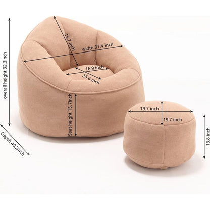 Bedding Bean Bag Sofa Chair High Pressure Foam Bean Bag Chair Adult Material with Padded Foam Padding Compressed Bean Bag With Footrest