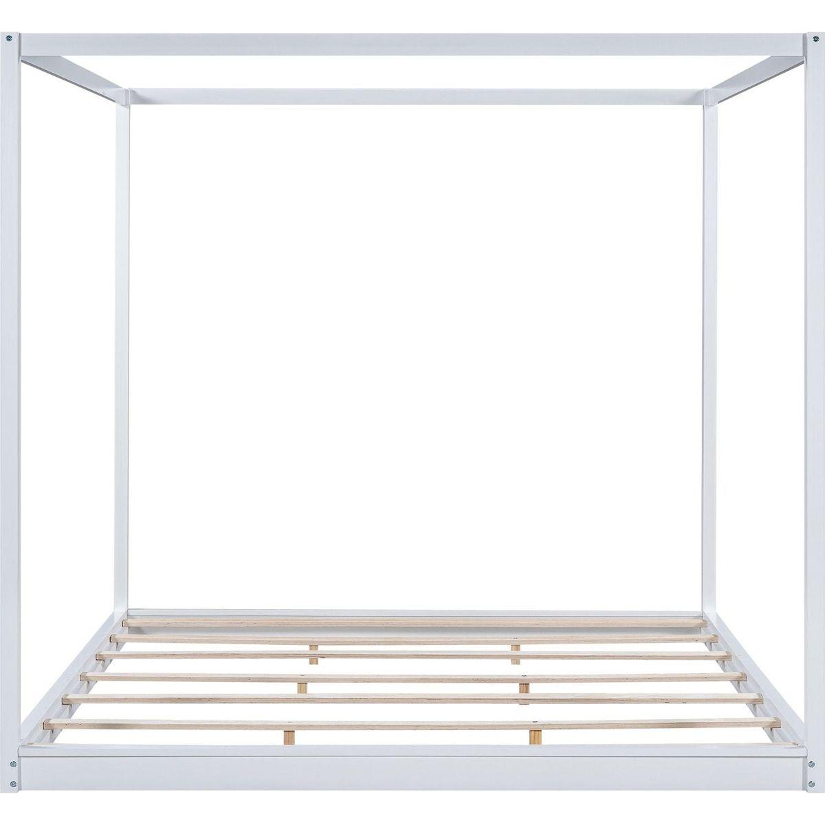 King Size Canopy Platform Bed with Support Legs,White