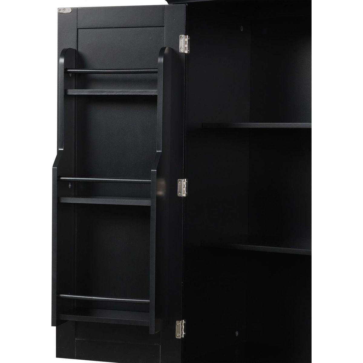 Bathroom Storage Cabinet with Doors and Drawer, Multiple Storage Space, Adjustable Shelf, Black
