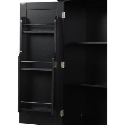 Bathroom Storage Cabinet with Doors and Drawer, Multiple Storage Space, Adjustable Shelf, Black