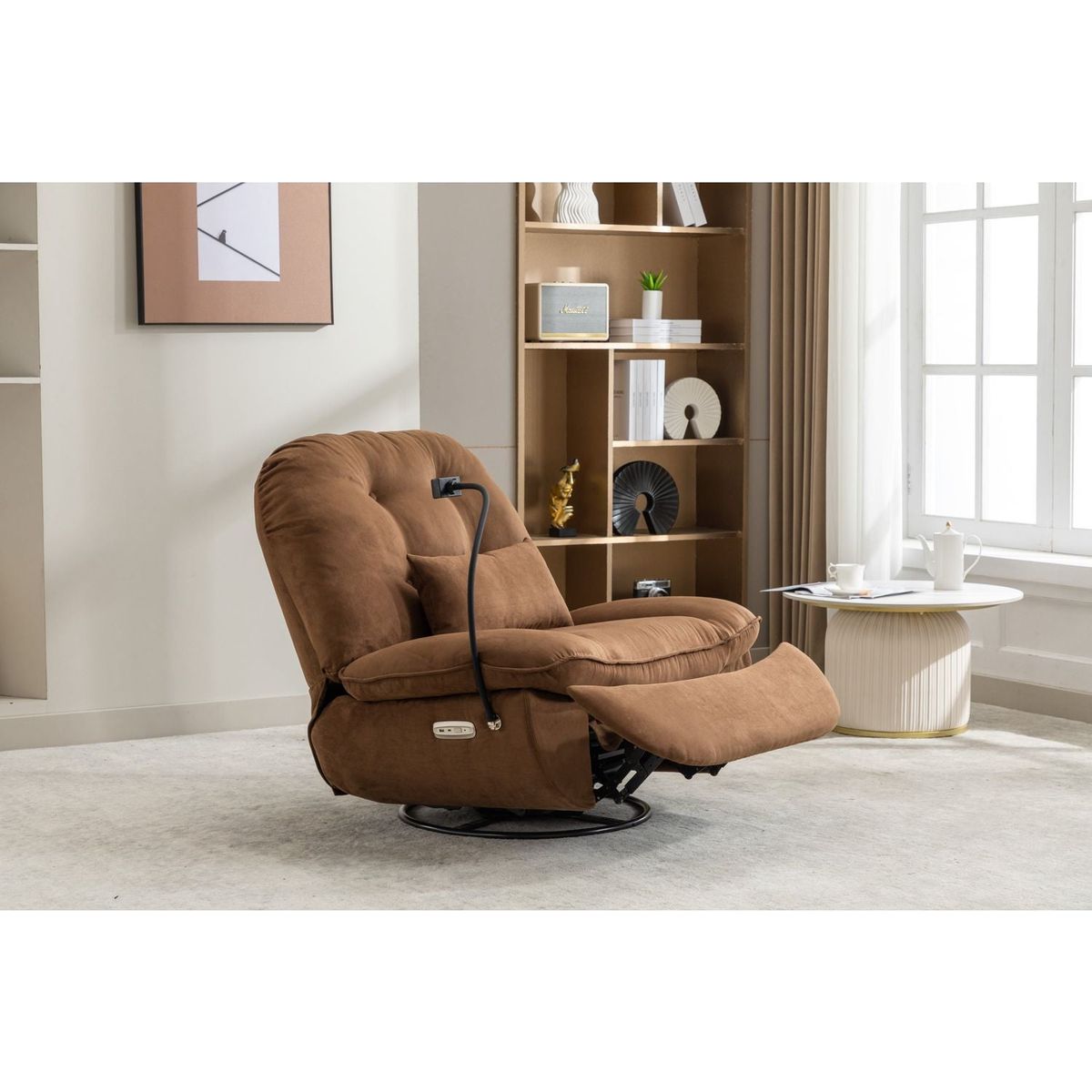 Power Recliner Swivel Glider USB Charger With Bluetooth Music Player Different Function Sleep Working Game and Leisure Model Grey