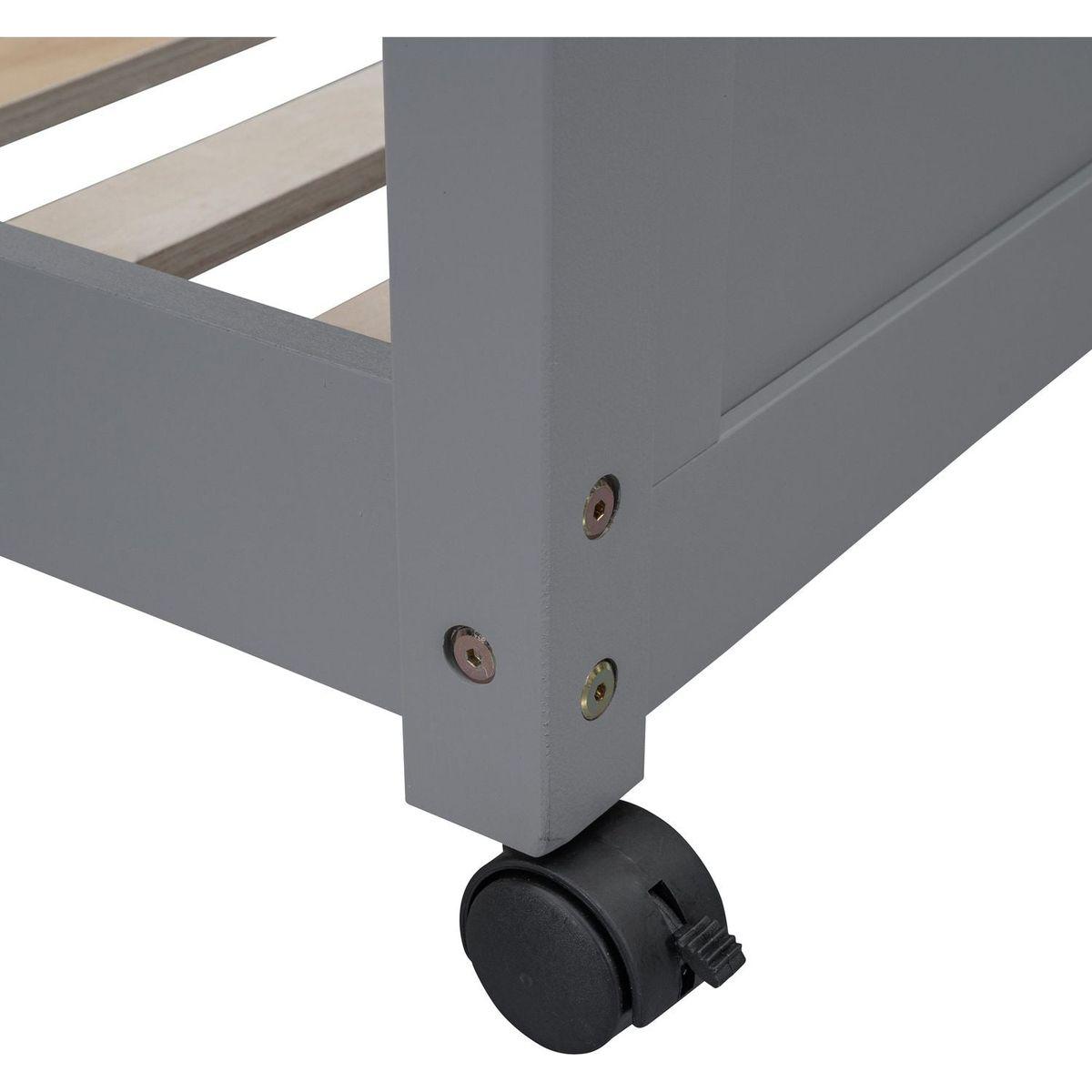 Full Over Full Bunk Bed with Desk, Gray