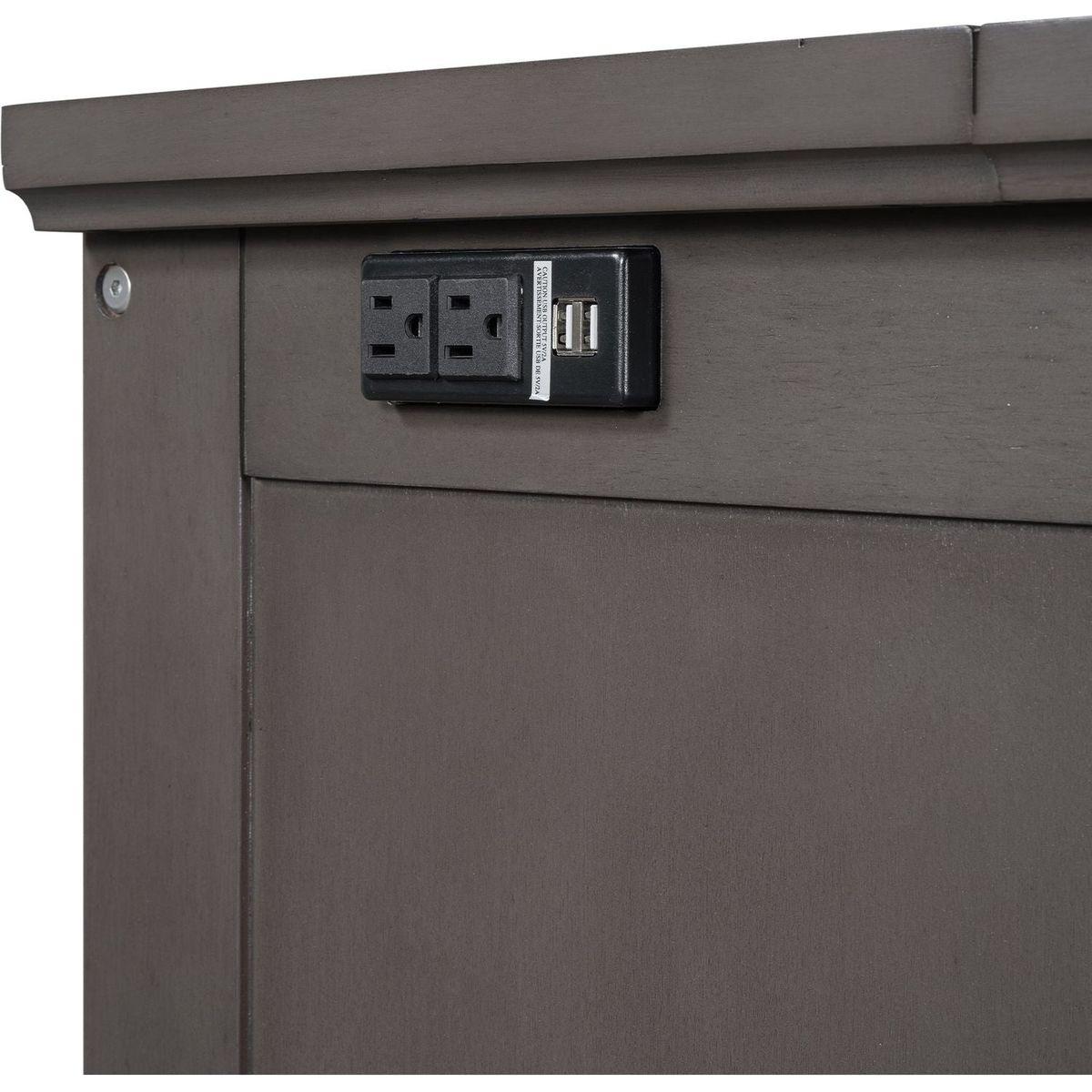 Solid Pine Murphy Bed Chest Cube Cabinet Bed with Charging Station and Large Storage Drawer for Home Office or Small Room,Full,Gray