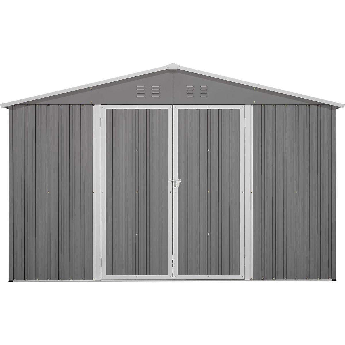10X8 FT Outdoor Storage Shed, All Weather Metal Sheds withLockable Doors, Tool Shed for Garden, Patio, Backyard, Lawn, Grey