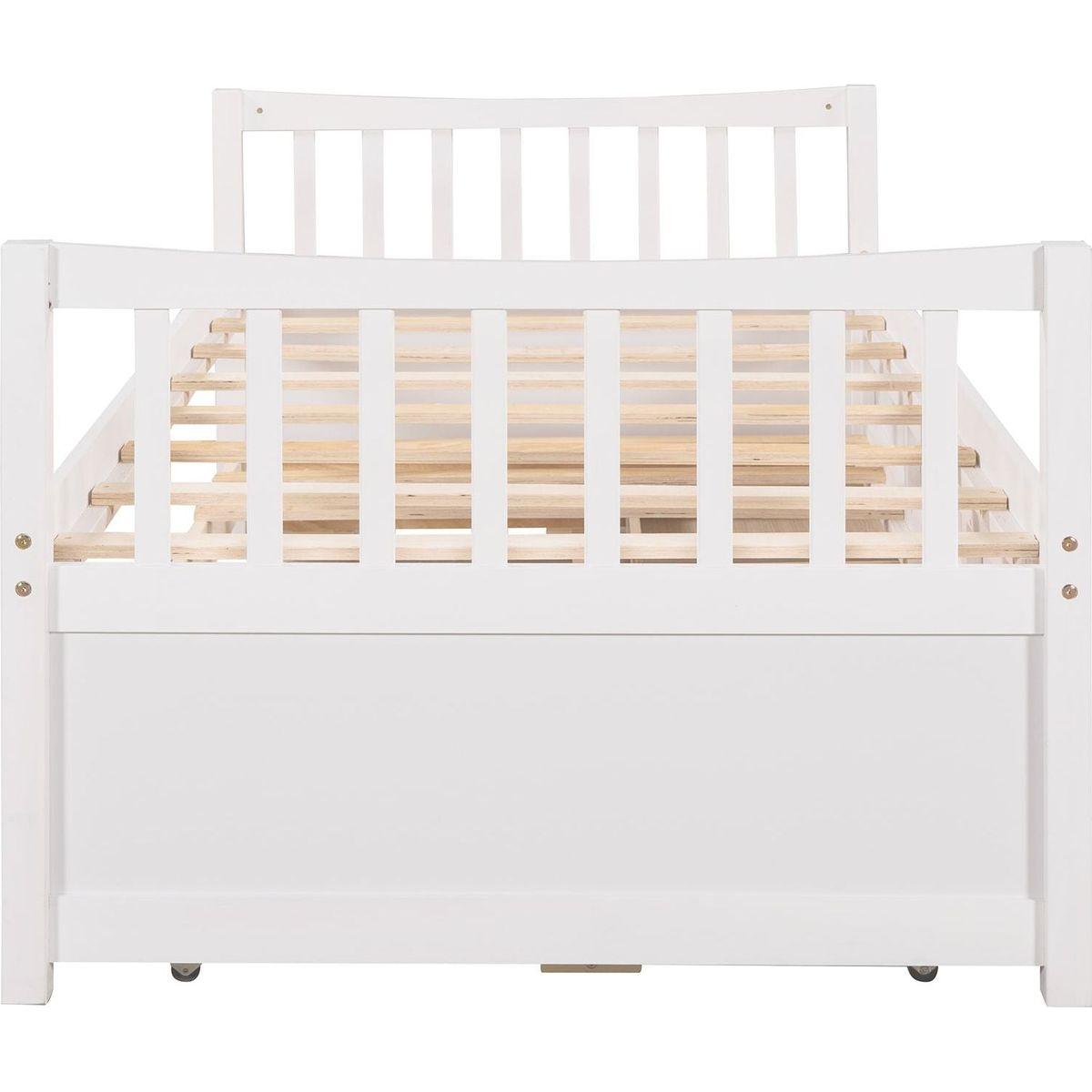 Daybed with Trundle and Drawers, Twin Size, White