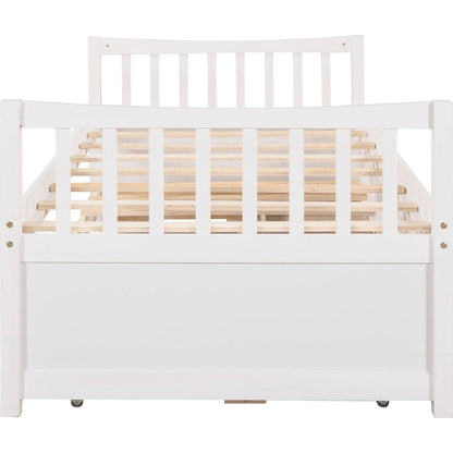 Daybed with Trundle and Drawers, Twin Size, White