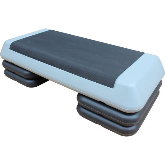 Adjustable Workout Aerobic Stepper in Fitness & Exercise Step Platform Trainer Gray black with 4 risers