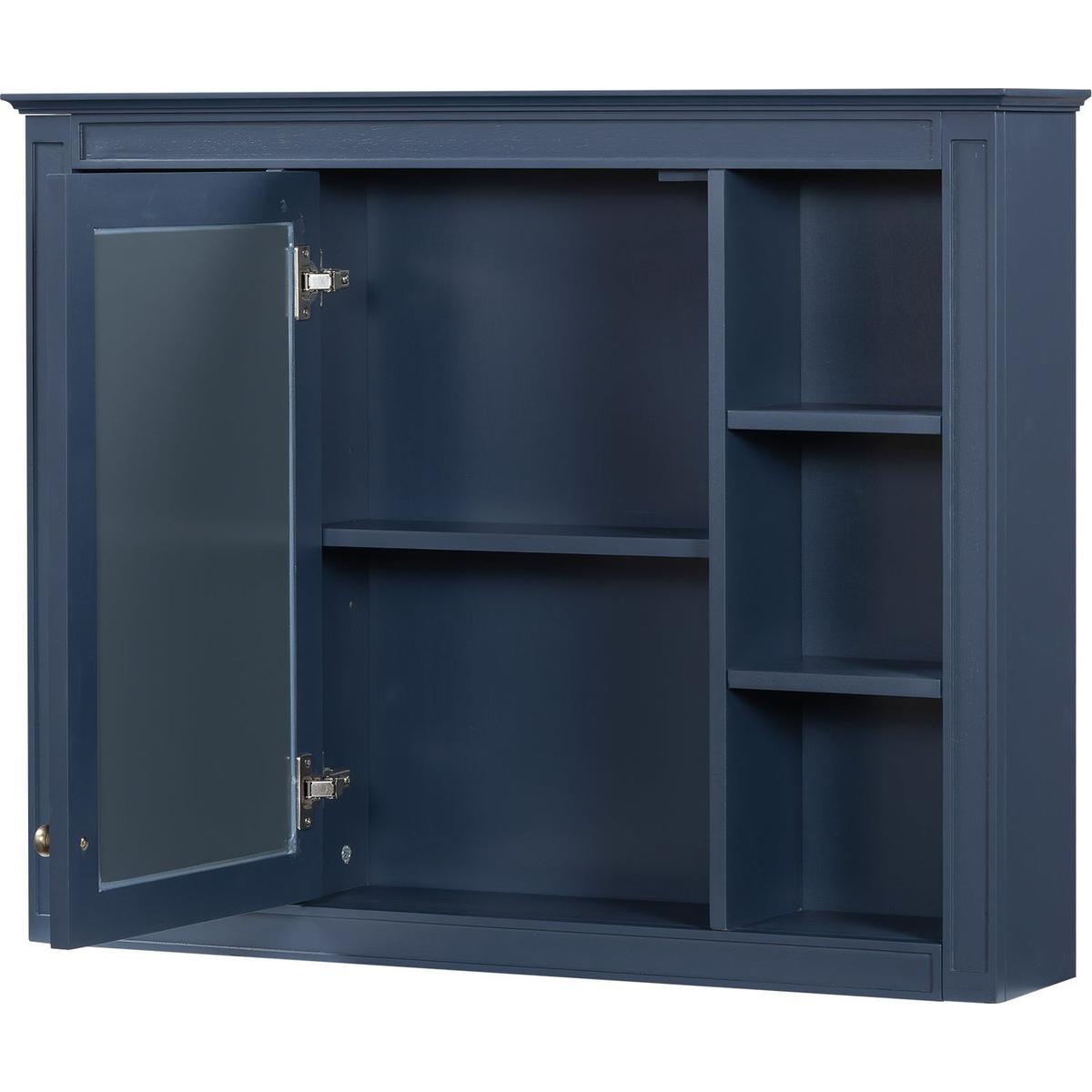 35" x 27.5" Medicine Cabinet, Wall Mounted Bathroom Storage Cabinet, Modern Bathroom Wall Cabinet with Mirror, Mirror Cabinet with 6 Open Shelves (Not Include Bathroom Vanity)