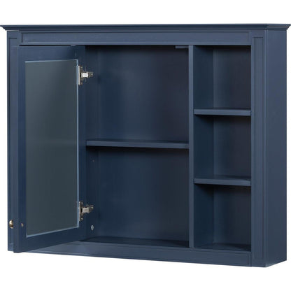 35" x 27.5" Medicine Cabinet, Wall Mounted Bathroom Storage Cabinet, Modern Bathroom Wall Cabinet with Mirror, Mirror Cabinet with 6 Open Shelves (Not Include Bathroom Vanity)