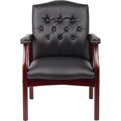 Leather Reception Guest Chairs W/Padded Seat and Arms Ergonomic Mid-Back Office Executive Side Chair for Meeting Waiting Room Conference Office Guest Chairs,Black