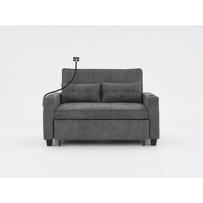 Futon Chair Bed Convertible Chair 3-in-1 Pull Out Sleeper Chair Beds with USB Ports,Wear-resistant and Anti-scratch, Armchair Bed Sleeper for Living Room (Dark Grey Tech cloth)