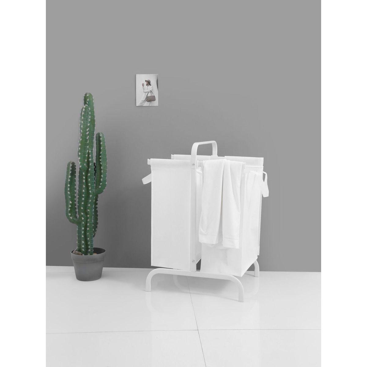 2-Tier Laundry Hamper 110L Large Oxford Clothes Basket Sorter with, Lid and Sorting Cards for Clothes & Toys Storage,White