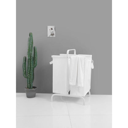 2-Tier Laundry Hamper 110L Large Oxford Clothes Basket Sorter with, Lid and Sorting Cards for Clothes & Toys Storage,White