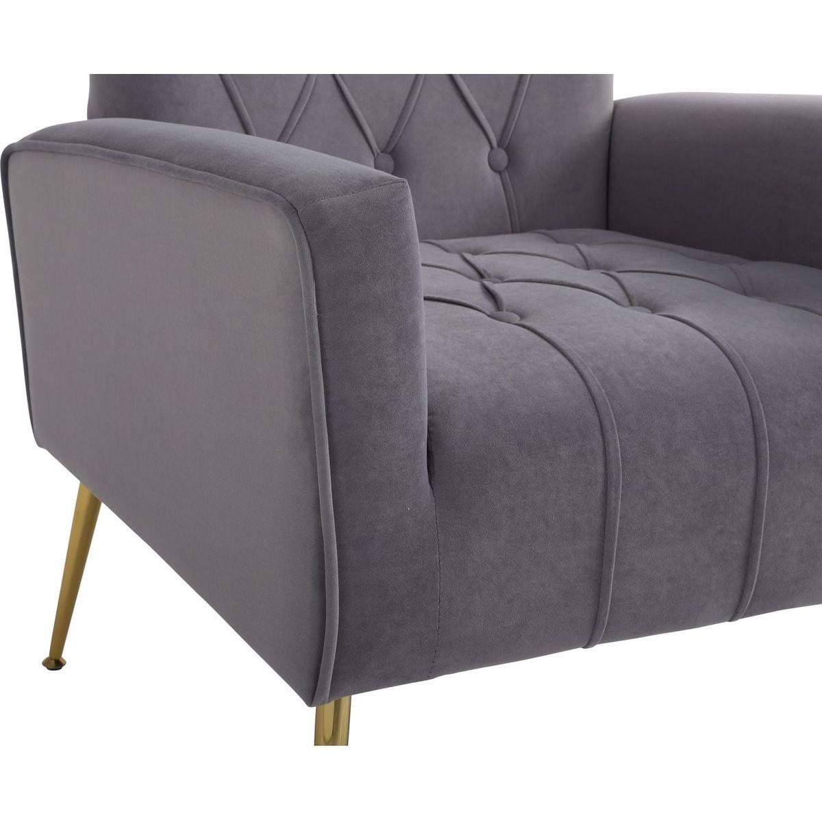 Modern Accent Chair with Ottoman, Comfy Armchair for Living Room, Bedroom, Apartment, Office (Grey)