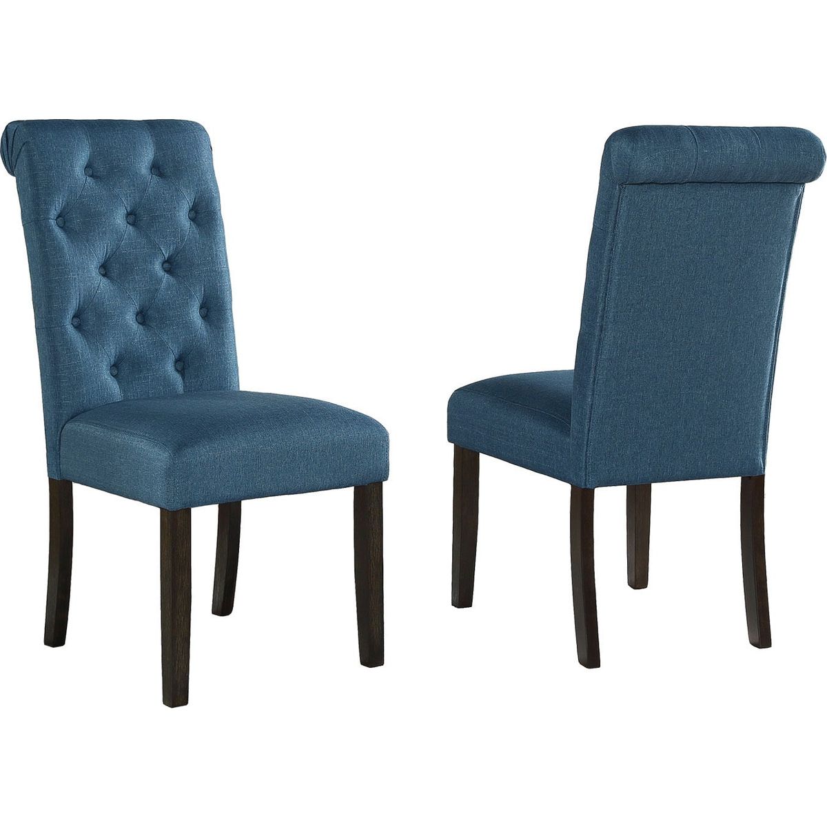 Leviton Solid Wood Tufted Asons Dining Chair, Set of 2, Blue