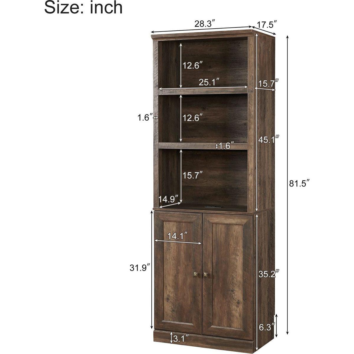 Queen Size Half Self-Close and Open Murphy Bed with 1 Side Cabinet Storage Shelf, Cabinet Space-Saving Bed Perfect for Guest Room, Bed Room, Guest Room, Home Office, Brown