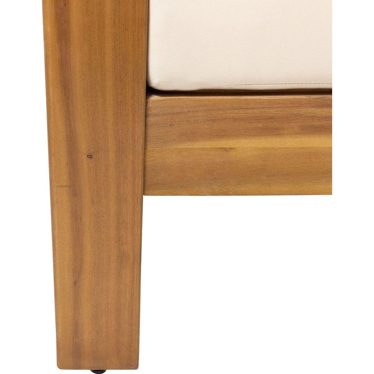 Teak Acacia Wood Loveseat and Coffee Table Set with Cream Cushions