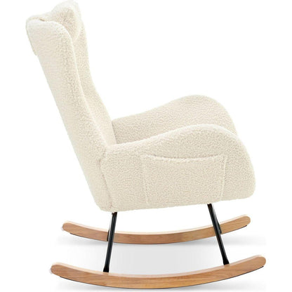 Rocking Chair - with rubber leg and cashmere fabric, suitable for living room and bedroom